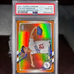 2021 Topps Chrome Walker Buehler Orange Refractor/25 PSA 10