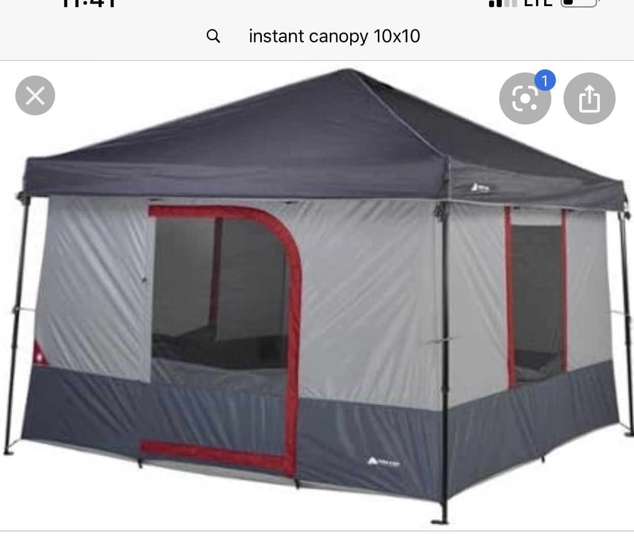 Instant canopy with connect tent