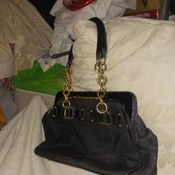 Leather And Gold Chain Bcb Ladies Large Purse