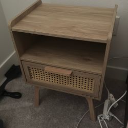 Wood Nightstand with Drawer – Like New