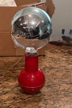 MCM Vintage Red Enzo Mari Space Age Dumbbell Lamp Italy