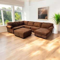 ASHLEY FURNITURE 3- PIECE BROWN SECTIONAL w/ OTTOMAN (FREE DELIVERY)(CLIFTON HEIGHTS PA 19018)