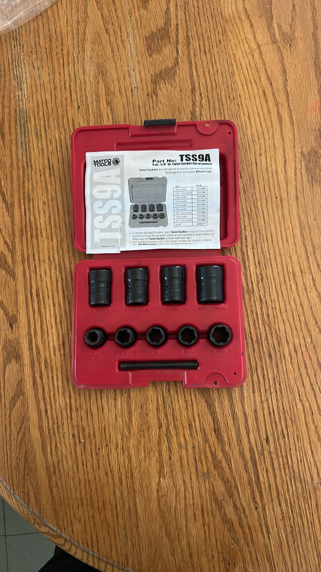 Marco Tools , 9 pc. 3/8 drive twist socket set w/punc