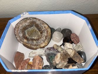 Mixed Rocks and Minerals Collection with Geode