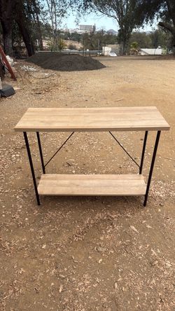 Industrial Console Table with Bottom Shelf
