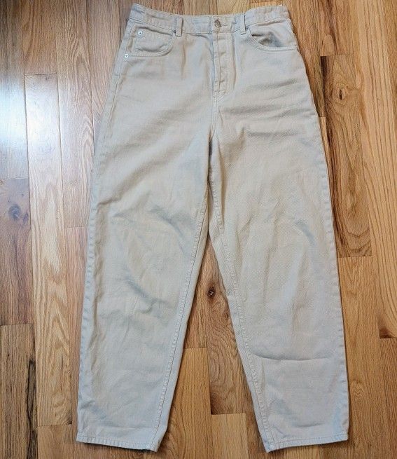 Kith Jeans Women's Size 28 Button Fly High Rise Straight Leg Cream Natural 100% cotton