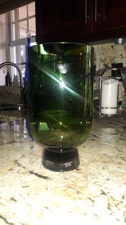 Green glass flower vase