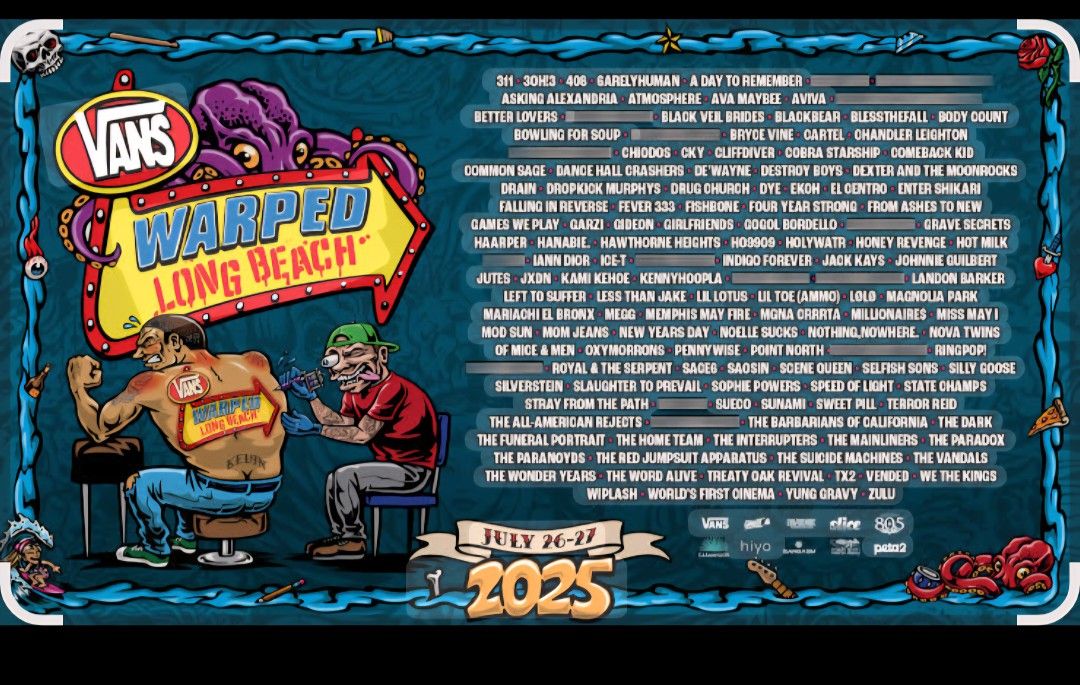 2 VIP WARPED TOUR 2025 Tickets 
