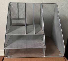 Silver Metal Mesh Desk Organizer