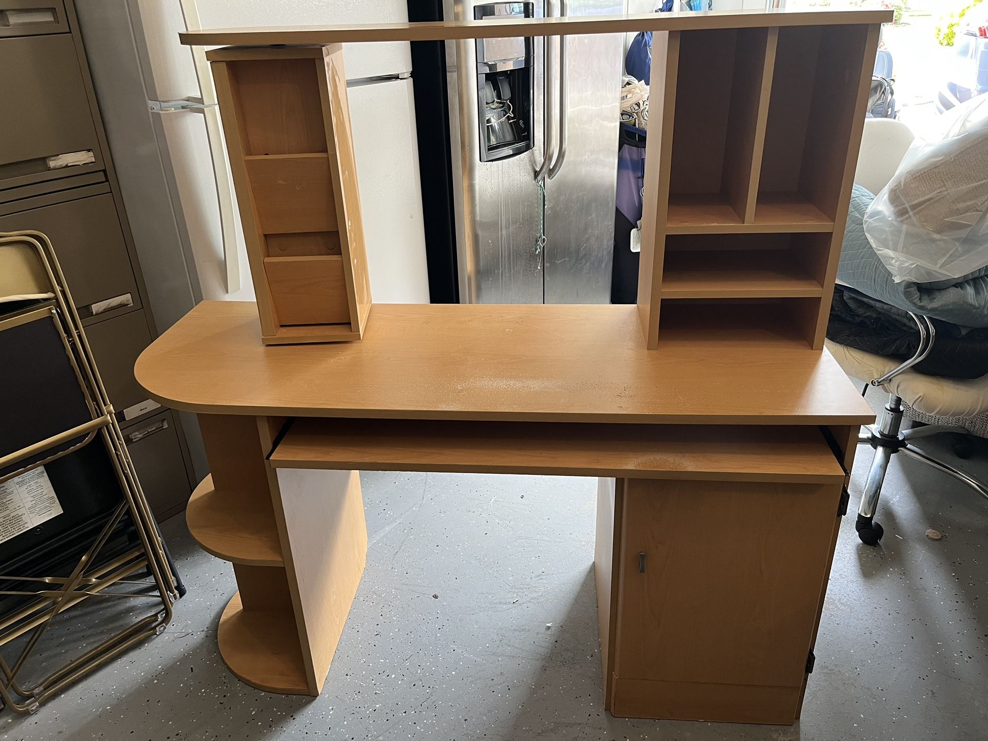 Wooden Computer Desk with Shelves