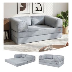 COMAX Folding Sofa Bed Queen, Foldable Couch Bed, Fold Out Futon Chair Sleeper for Adults, Convertible Floor Mattress Sofa for Bedrooom Living Room, S