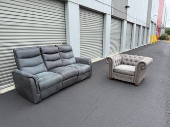 Power Reclining Sofa + Accent Chair – FREE Curbside Delivery