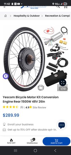 Yescom Bicycle Motor Kit Conversion Engine Rear 1500W 48V 26in