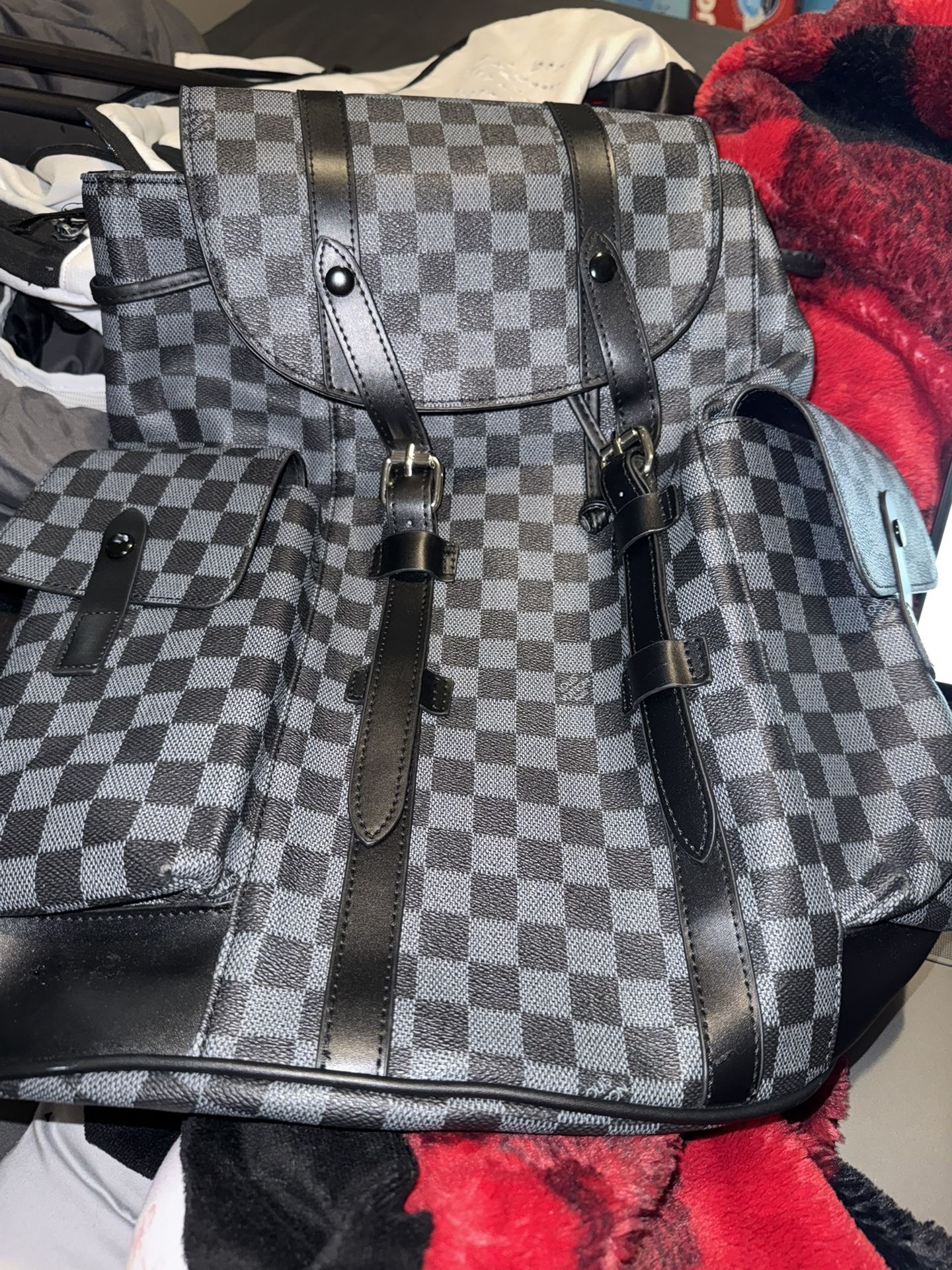 LOUIS VUITTON CHRISTOPHER MM BLACK CHECKERED BAG