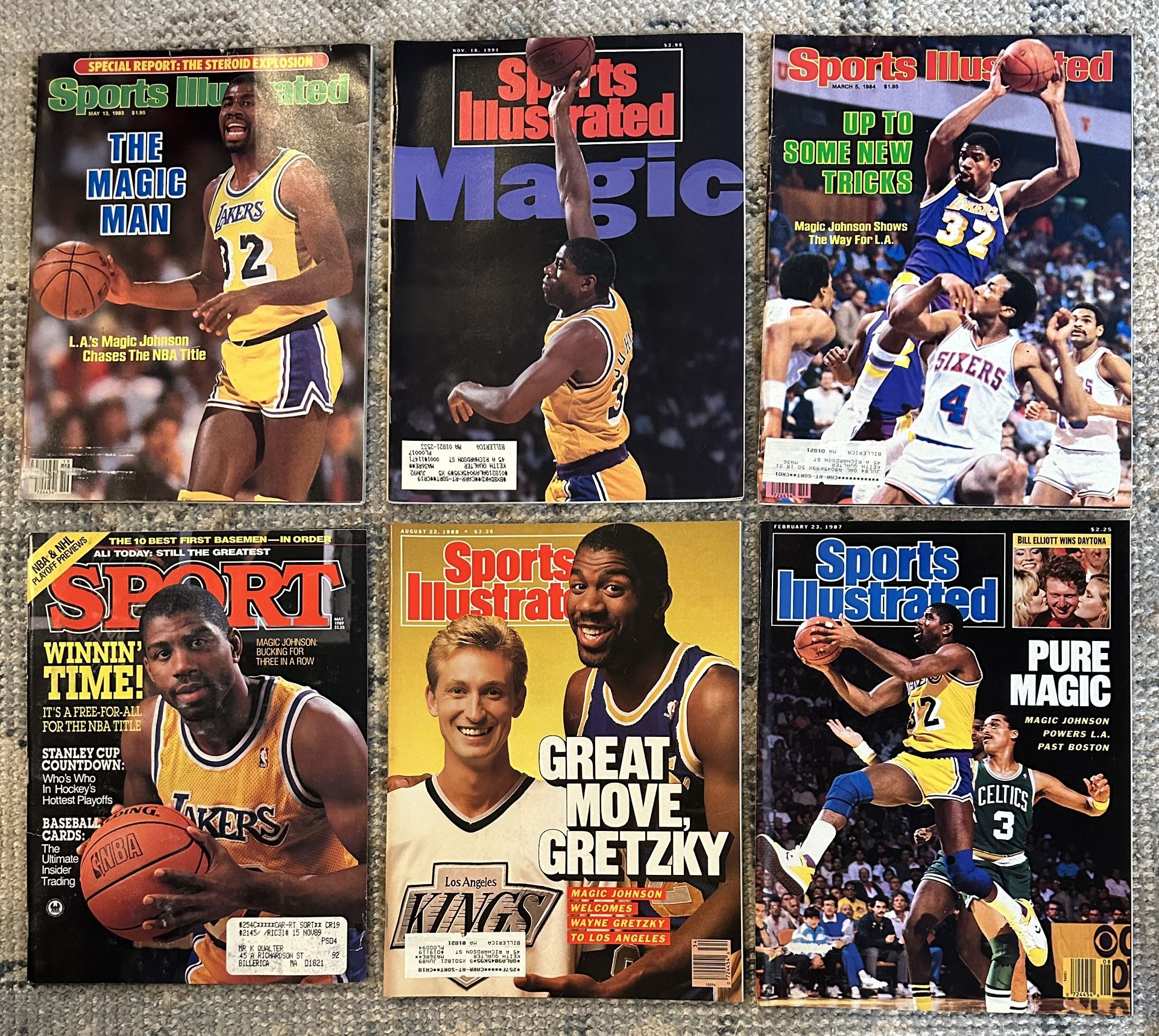 Magic Johnson Sports Illustrated Magazines - Lot Of 6