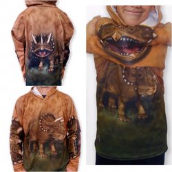 Mouthman Triceratops Hoodie Top Youth Size 12 Brand New