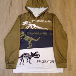 Teen Size 13-14 Y Dinosaur Hoodie, T-Rex & Triceratops Graphic Sweatshirt