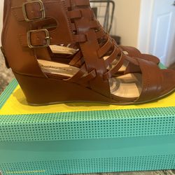 Brown Wedge Sandals  Size 11