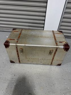 Baxton Studio Bechet Storage Trunk, Silver