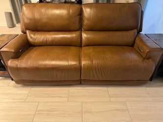 Leather Dual Power Reclining Sofa and Chair