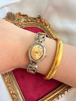 Rare Vintage 1990s Seiko Dolphins Gold Dial & Two-Tone Bracelet Watch ( Working )
