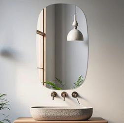 yuzeyurun 36"×24" Frameless Bathroom Mirror, Tempered Glass Wall Mirror, HD Vanity Mirror for Entryway, Living Room & Home Decor, Polished Rounded Edg
