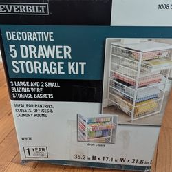 Everbilt Decorative 5-Drawer Storage Kit White - New