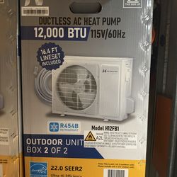 Brand NEW Hessaire DIY 22 SEER2  12,000 BTU Wi-Fi 1-Ton Ductless Mini Split Air Conditioner and Heat Pump Variable Speed Inverter-115-Volt