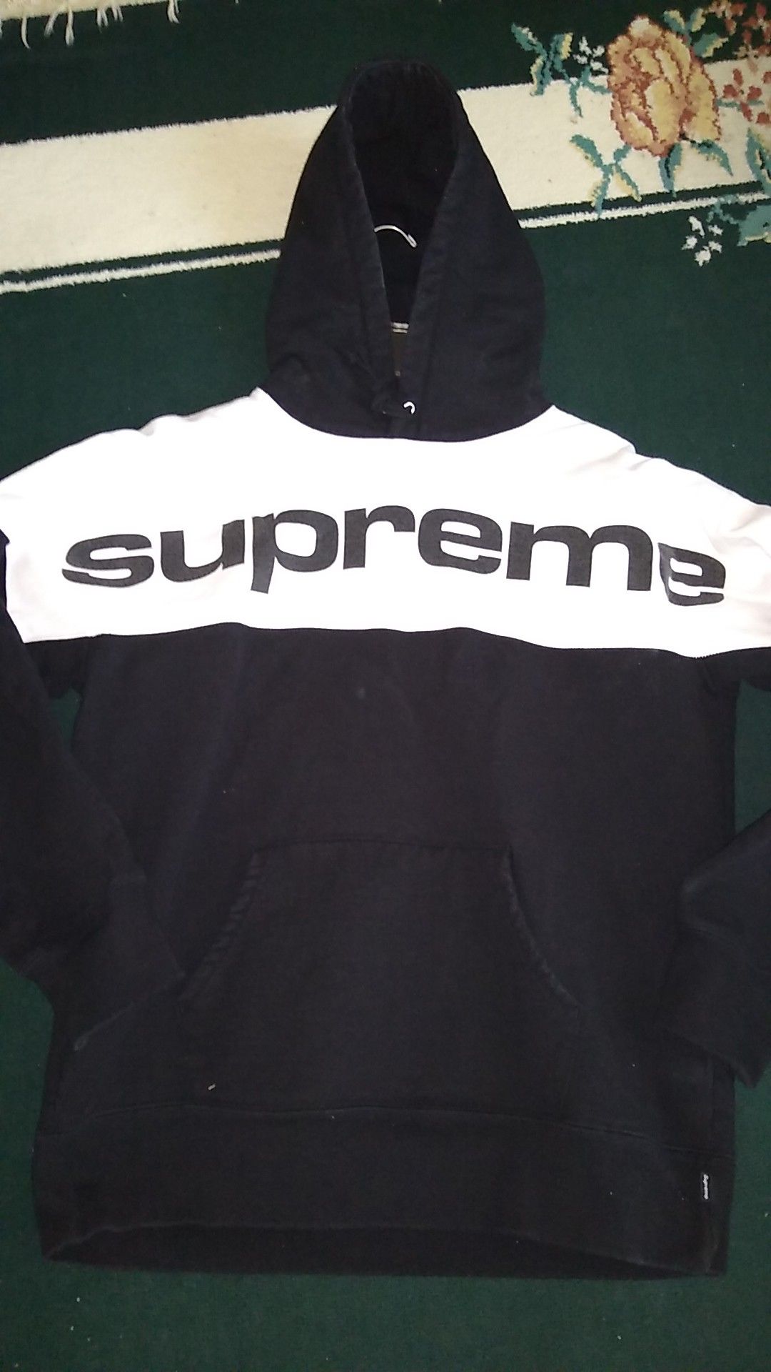 Supreme blocked logo hoodie black LARGE