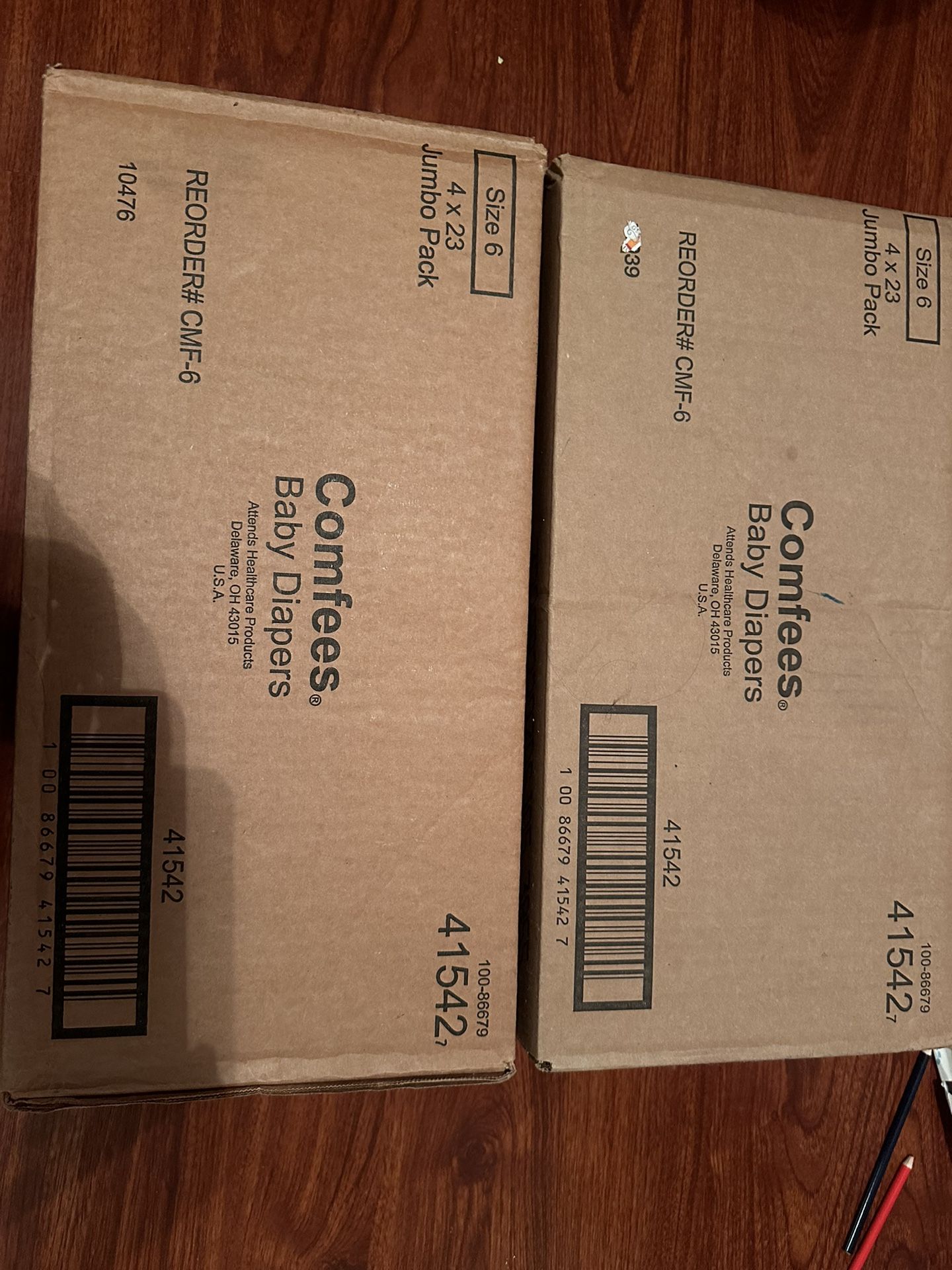 Diapers Comfees size 6 $12ea box