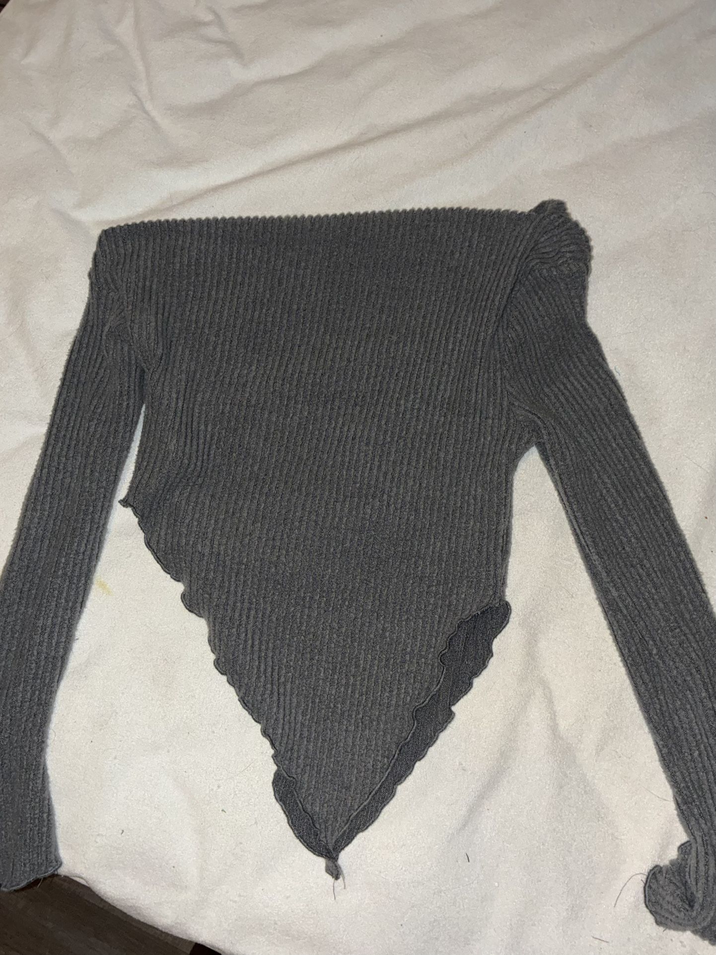 Womens Grey Asymmetrical Off the shoulder top