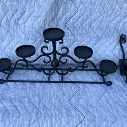 Nice Iron Set Pr Wall Candle Holders & 5 Candle Mantel Candle Holder