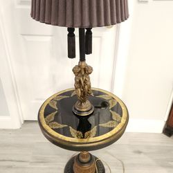 Antique Hollywood Regency Floor Lamp Table