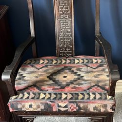 Set 2 Solid Wood Chairs with Cushioned Seats