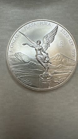 5 Onzas Plata Pura 2020 Libertad 
