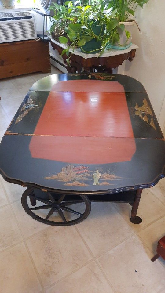 Vintage 1940s Tea Cart Asian Style 
