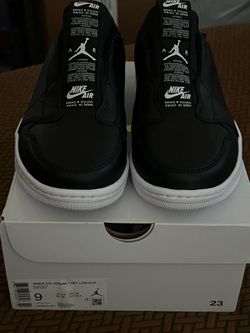 Womens Nike Air Jordan 1 Retro Low Slip AV3918 001 Black/White Shoes Size 9