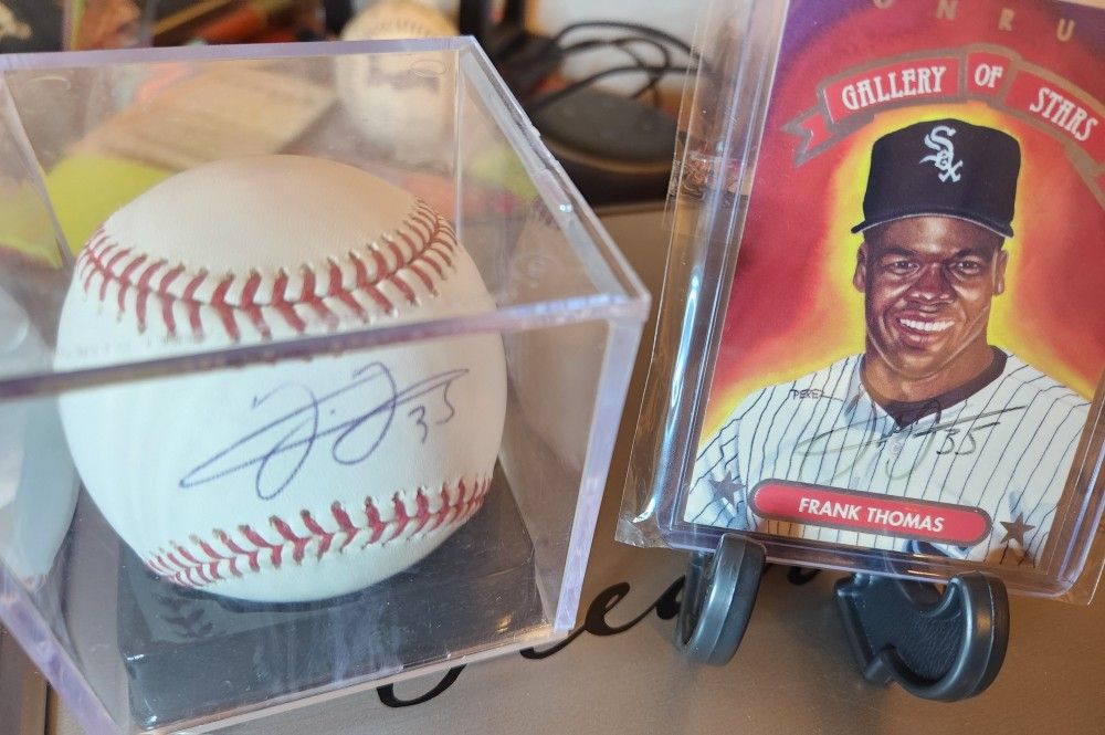 Frank Thomas Rawlins Baseball And Donruss Gallery Of Stars Autographed 