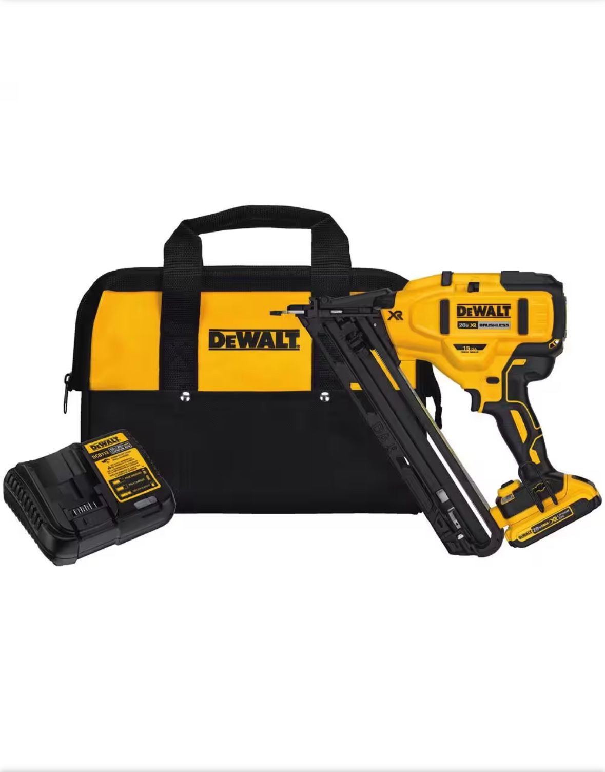 🎁 DEWALT DCN650D1 20V MAX XR Lithium-Ion Cordless 2-1/2 in. 15-Gauge Finish Nailer Kit with 2.0Ah Battery, Charger and Contractor Bag Like new brand