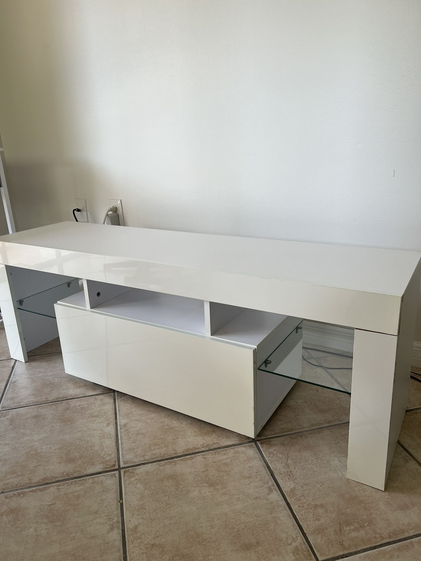 White TV Stand With Storage