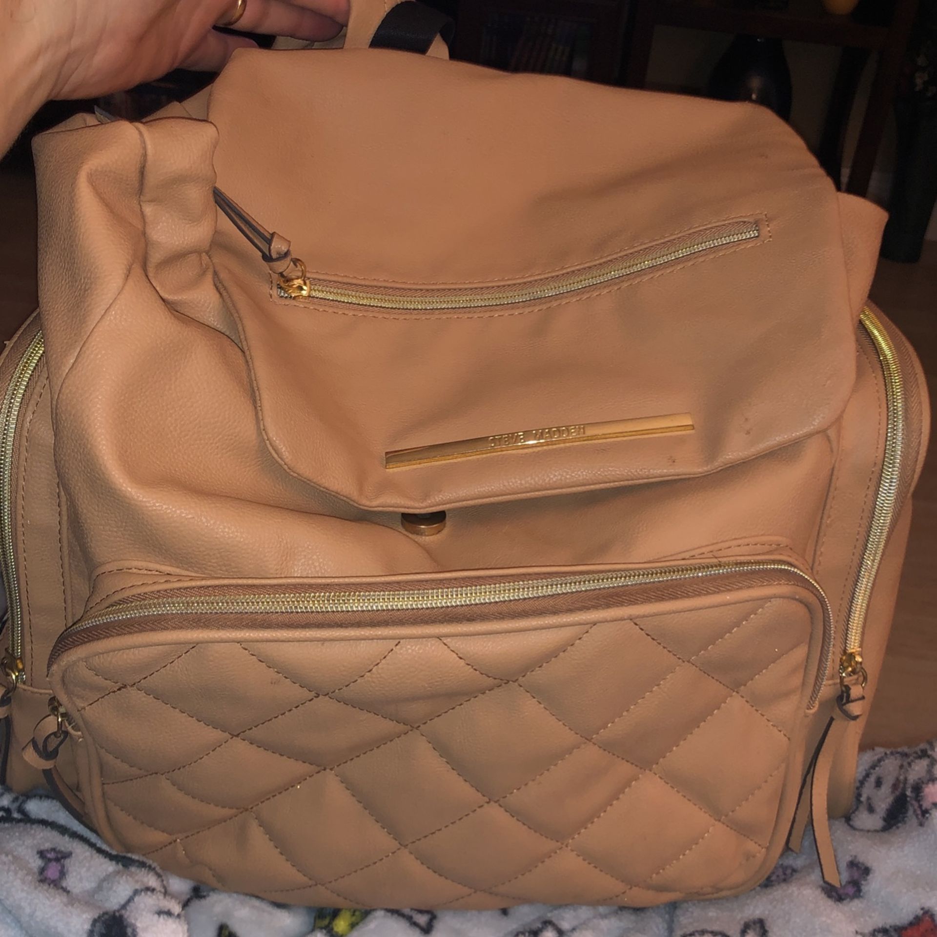 Light Brown Large Madden Backpack Diaper Bag with Inner Bags