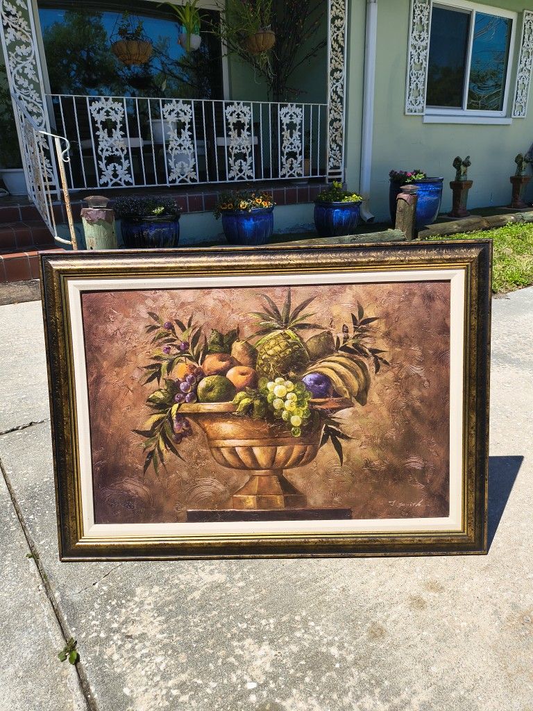 Fruit Bowl Original Painting Oil Painting Signed By J. Smith