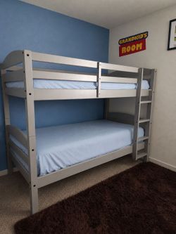 gray twin-size bunk beds
