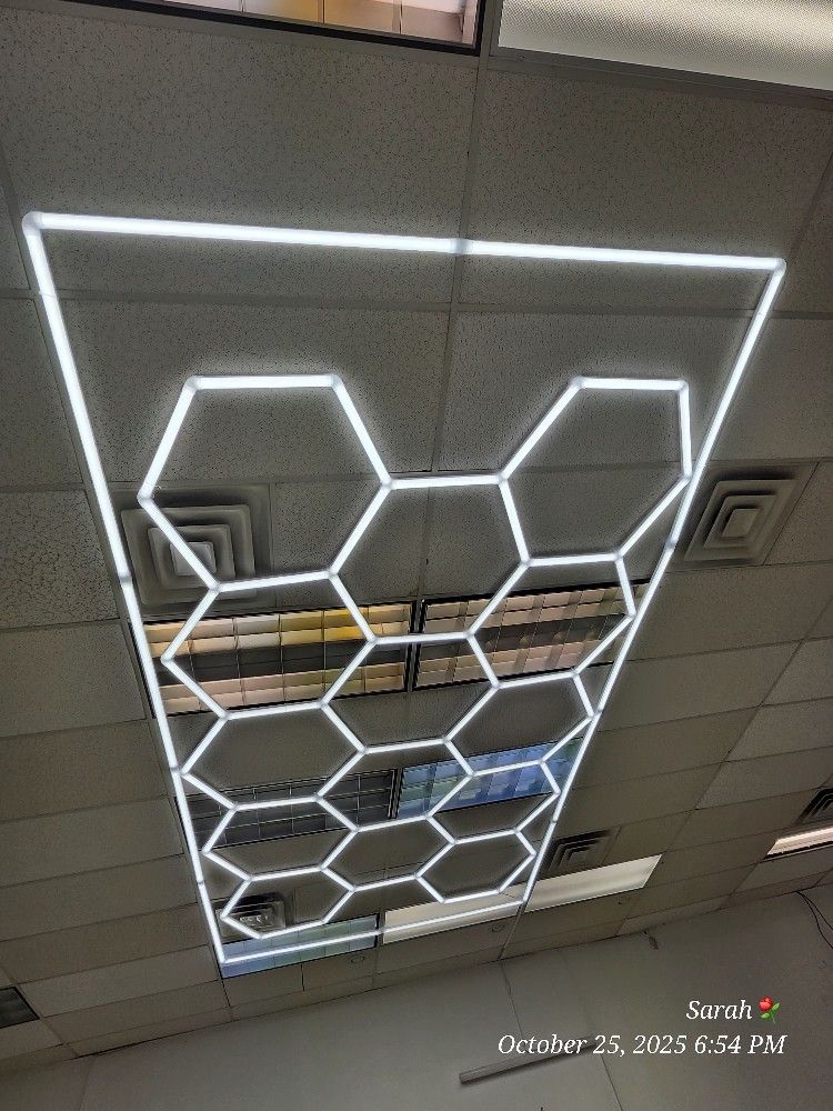 Updated Bigger Size Hexagon LED Garage Light: 108000LM Ultra-Bright, Hexagon led Lights for Garage Warehouse Workshop Gym Basement