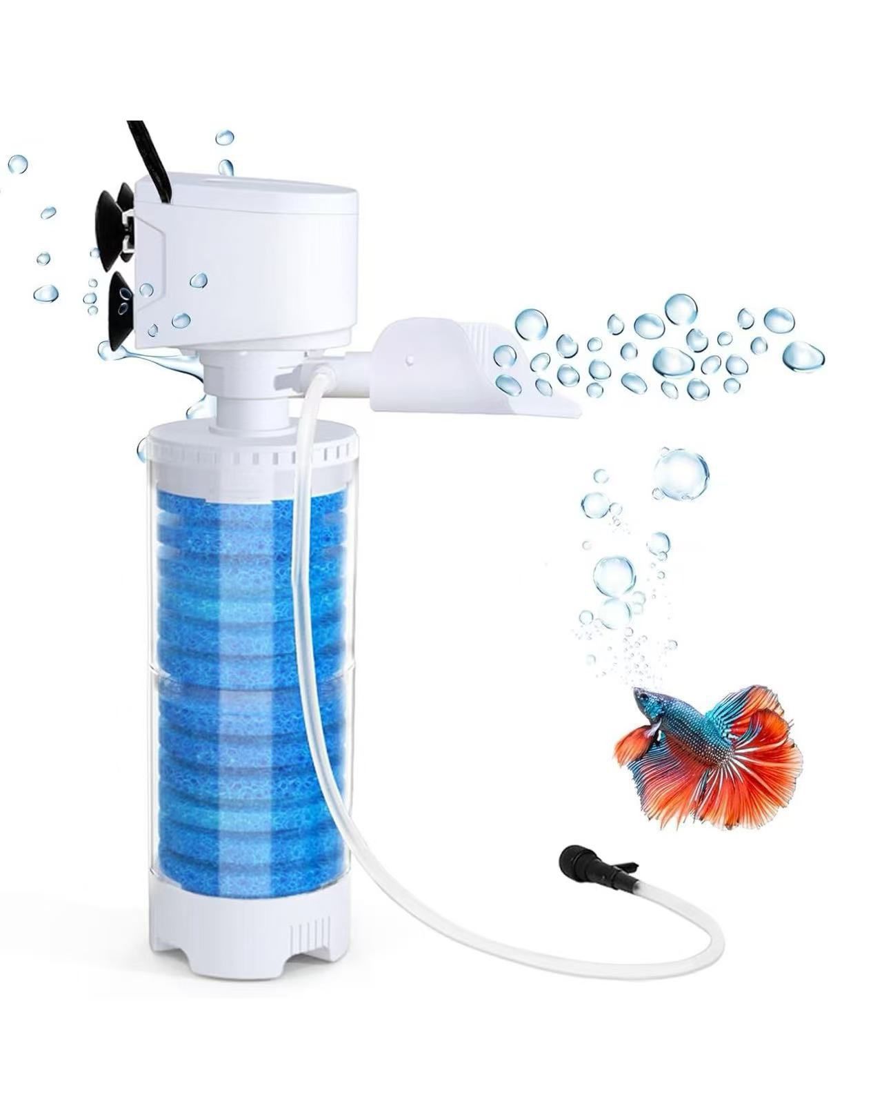 20-100 Gal Multifunction Power Aquarium Filter, Up to 320GPH Adjustable Bubble & Silent Dual Mode Internal Fish Tank Filter for Filtration, Oxygenatio