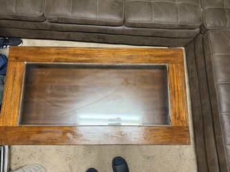 Wooden Coffee Table with Glass Top