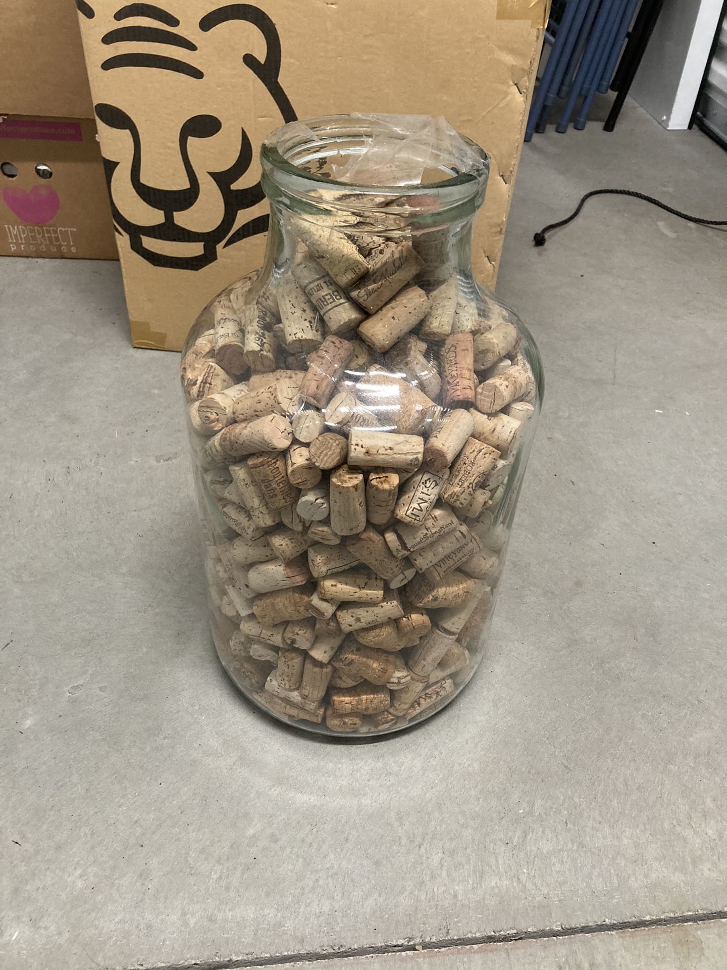 Old 5 gal. Glass Jar With Wine Corks