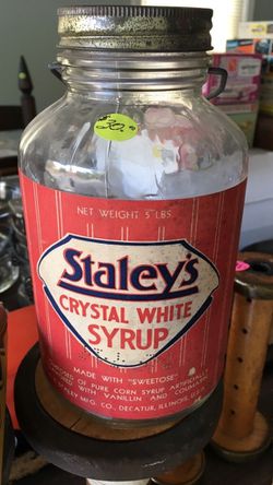 Vintage Staley's crystal white syrup bottle