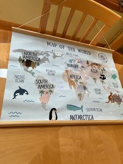 Kids World Map Wall Hanging Poster