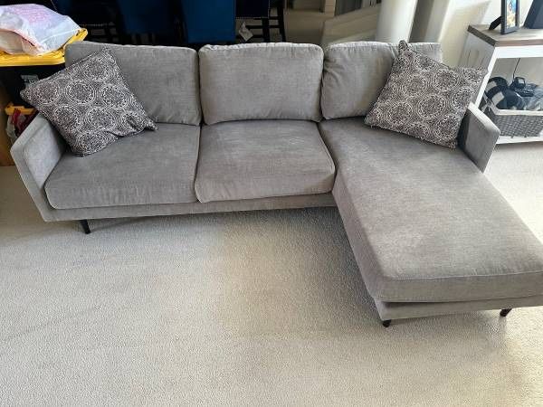 Gray Couch with Reversible Lounger Living Room Furniture Sofa